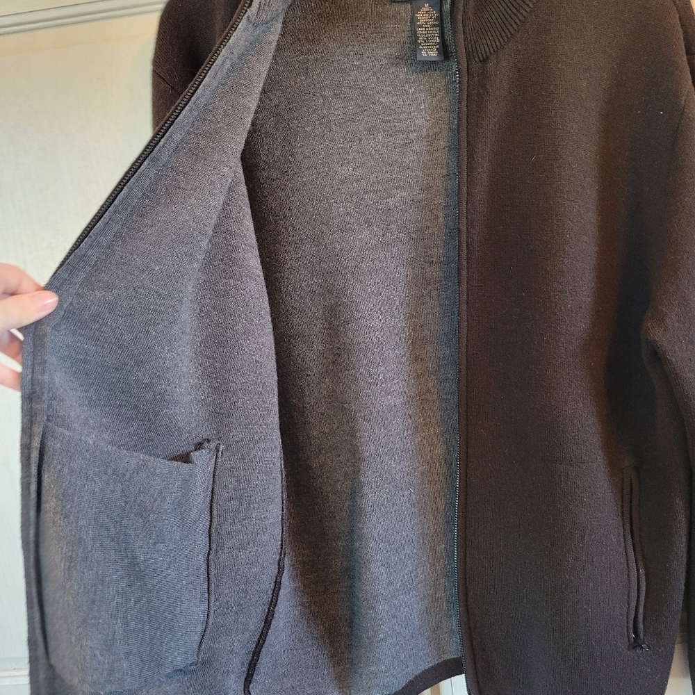 Banana Republic Brown Stretch Merino Wool Double Zip Sweater - Picture 7 of 10